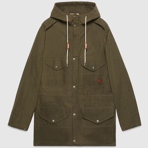 size 54 XXL - Gucci Waxed cotton adjustable length jacket Hooded Parka Green